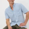 15551222-8695236758727110 Blue Linen Blend Dye Shirt
