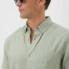 Green Linen Short Sleeve Shirt