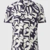 Navy Textured Abstract Shape Shirt