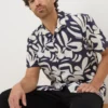 Navy Textured Abstract Shape Shirt